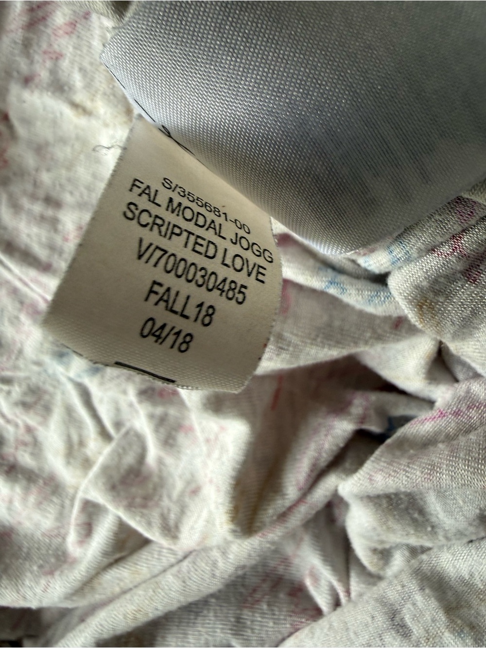 GAP Love Printed Long Sleeve Top - Cream with Pink & Blue Accents Size XL - Picture 6 of 7